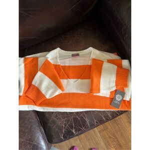 Vince Camuto Oversized Striped Vneck Sweater